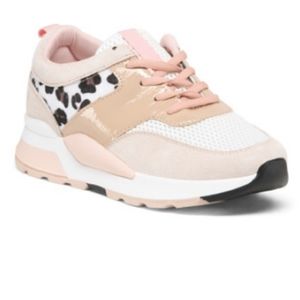 NWOT Wanted Pink, White, and Leopard Print Sneaker